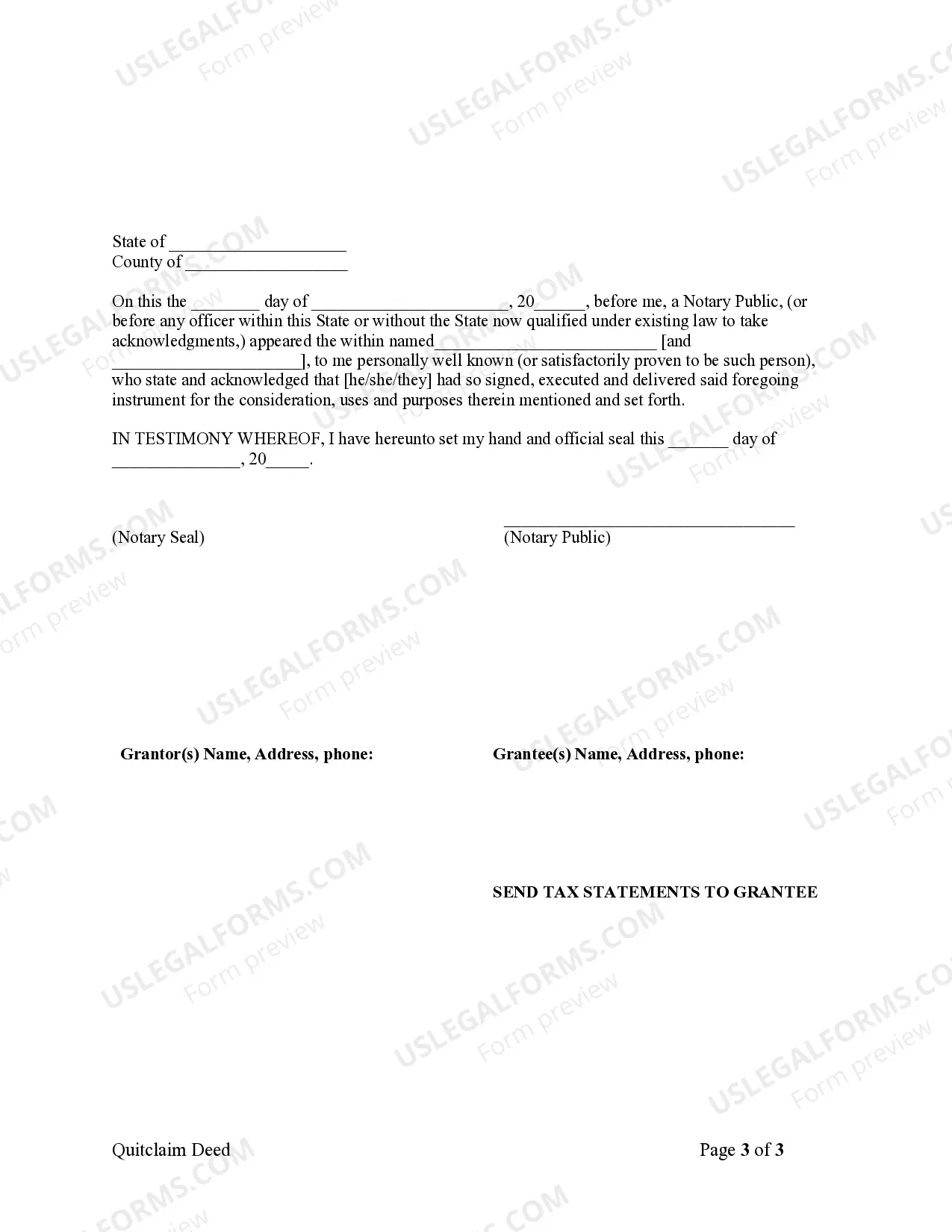 Preview Quitclaim Deed from Individual to Individual