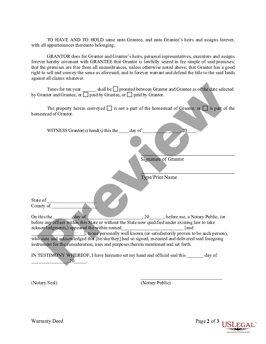 Arkansas Warranty Deed from Individual to Individual | US Legal Forms