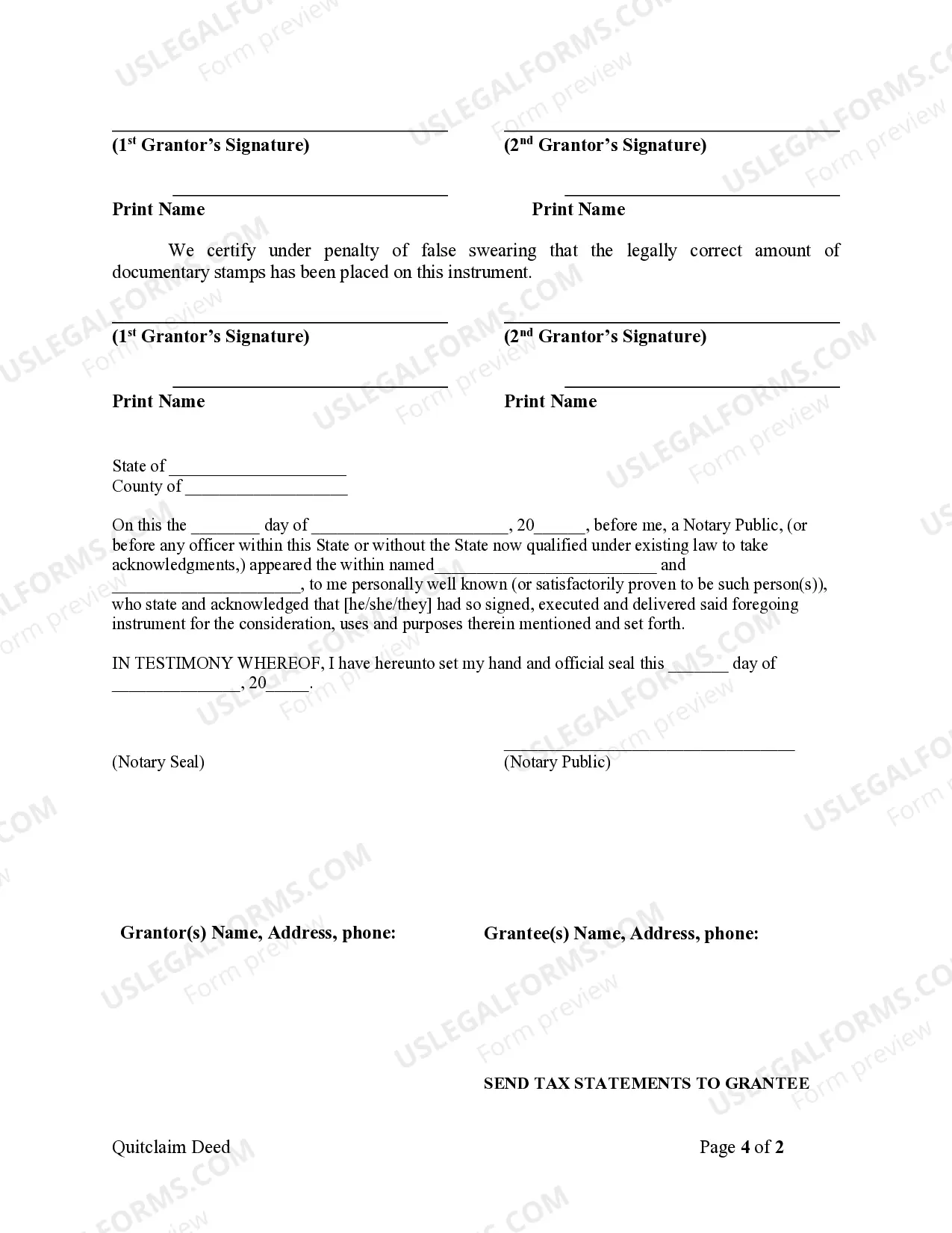 Preview Quitclaim Deed - Husband and Wife to Trust