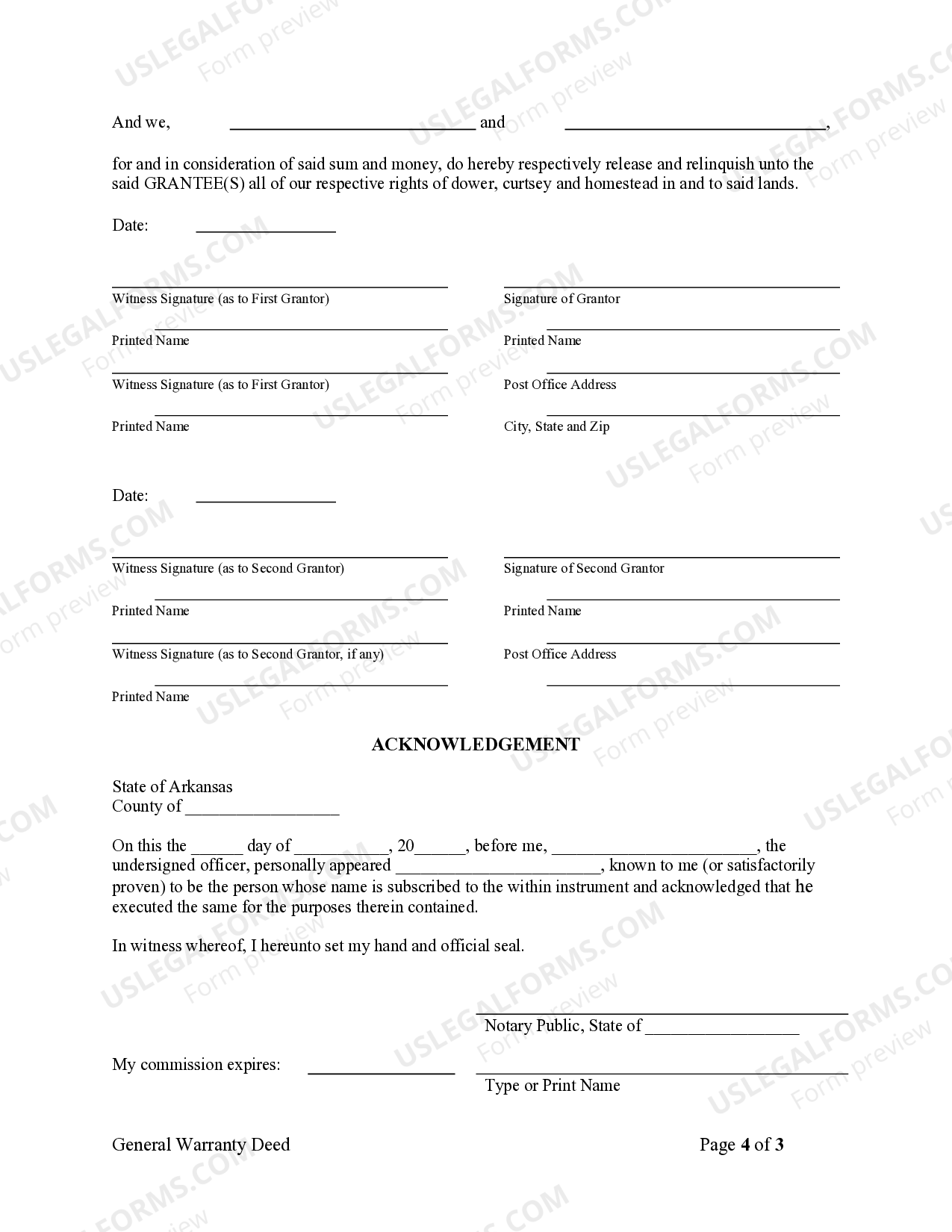 Arkansas General Warranty Deed Ar Warranty Deed US Legal Forms