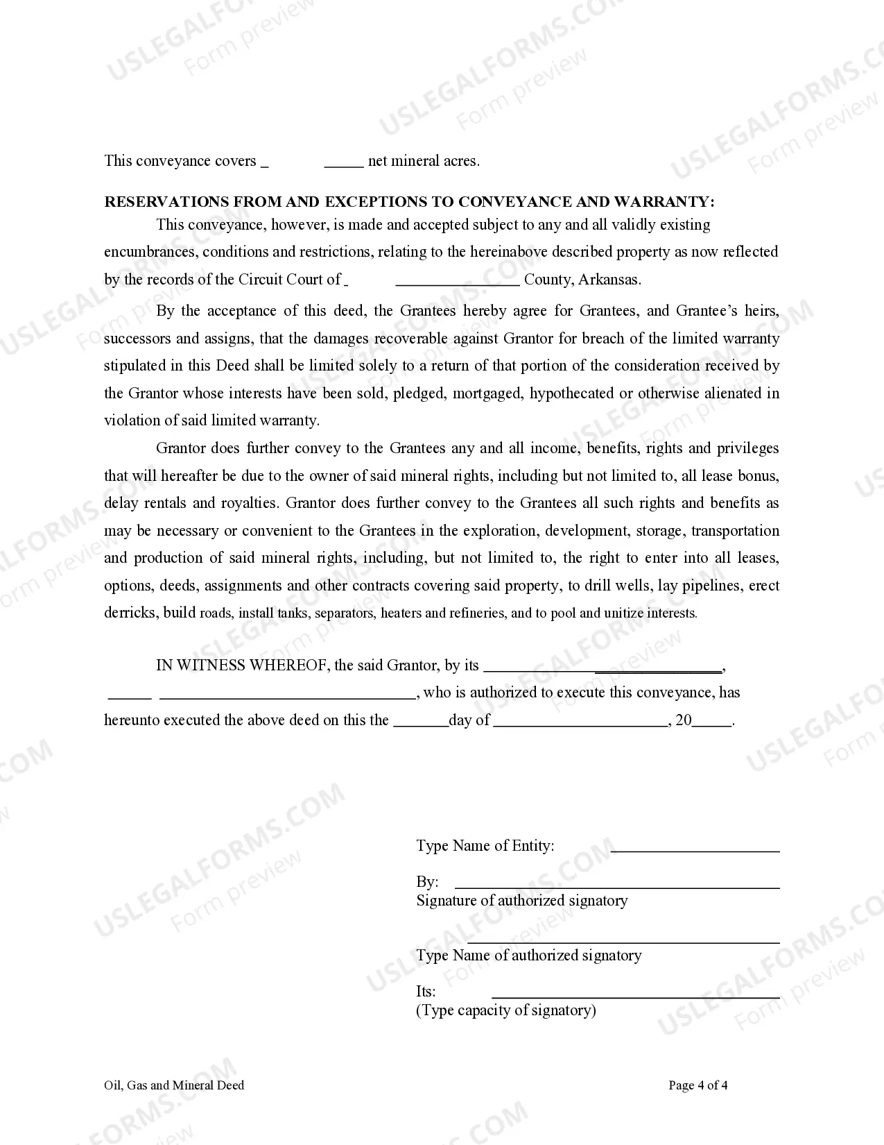 Preview Oil Gas and Mineral Deed - Corporation to Husband and Wife