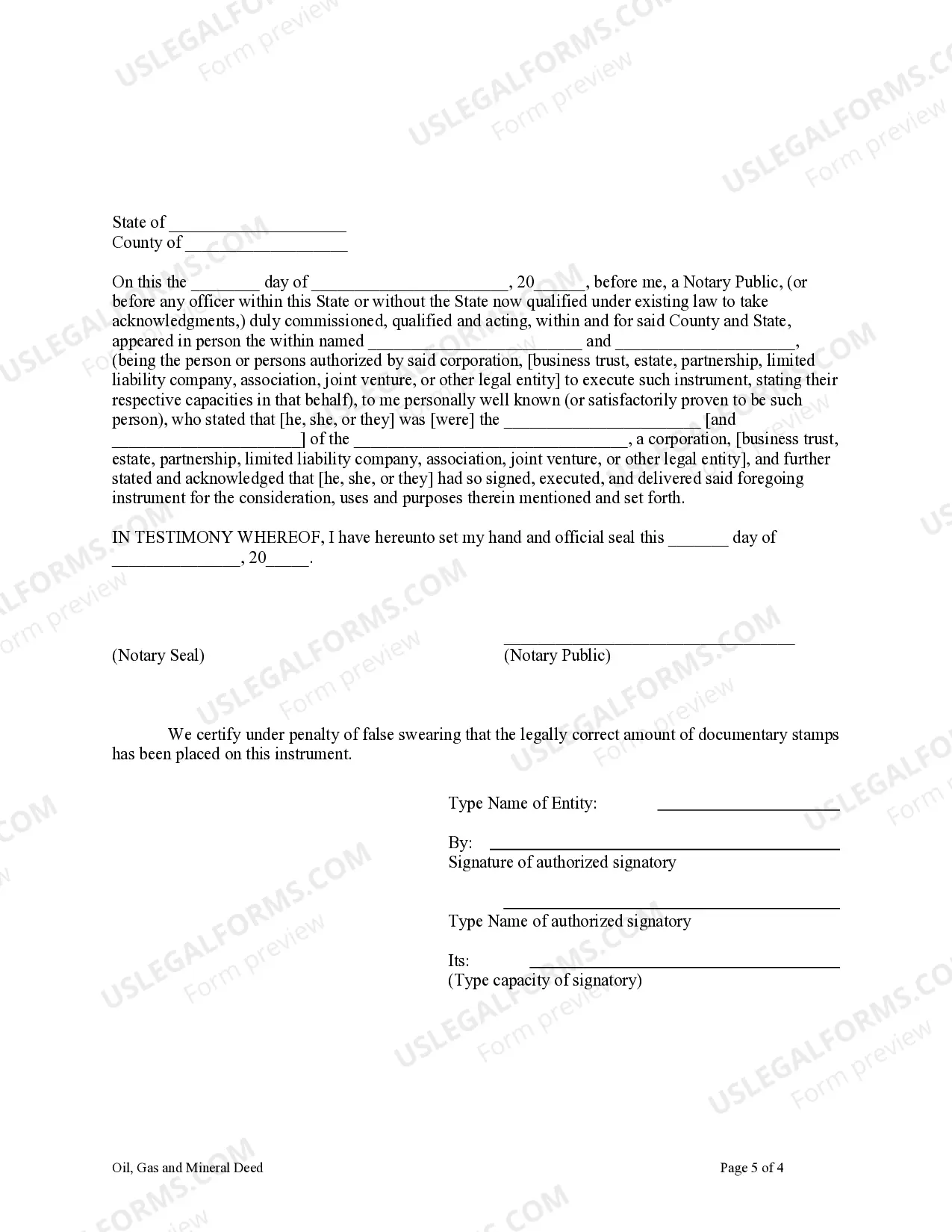 Preview Oil Gas and Mineral Deed - Corporation to Husband and Wife