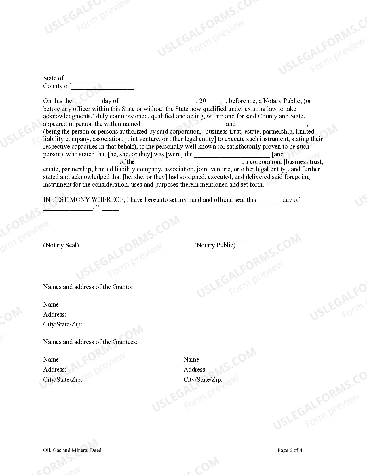Preview Oil Gas and Mineral Deed - Corporation to Husband and Wife