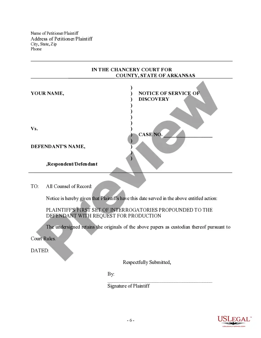 Preview Discovery Interrogatories from Plaintiff to Defendant with Production Requests