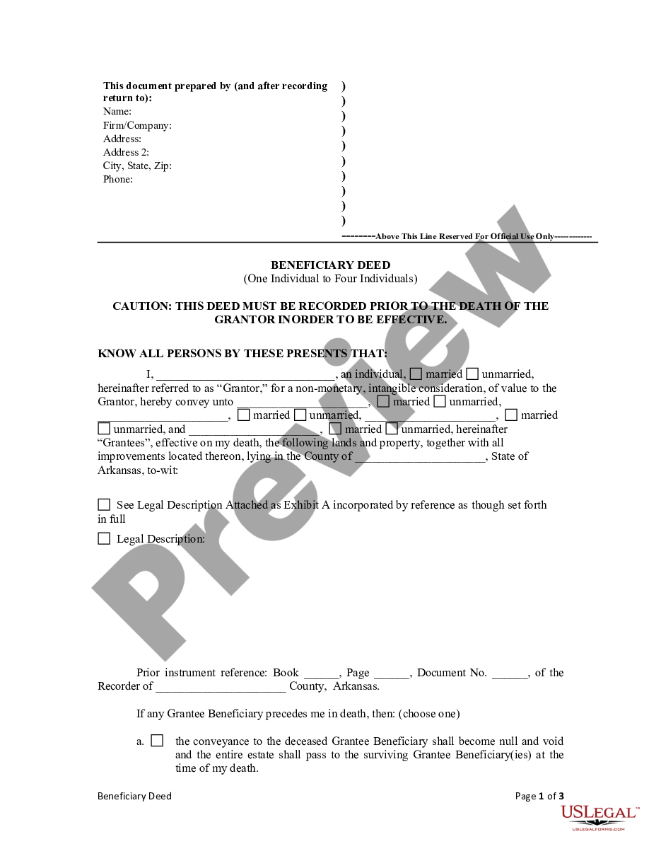 Arkansas Transfer On Death Deed Or Tod Transfer Death Deed Us Legal Forms 0070