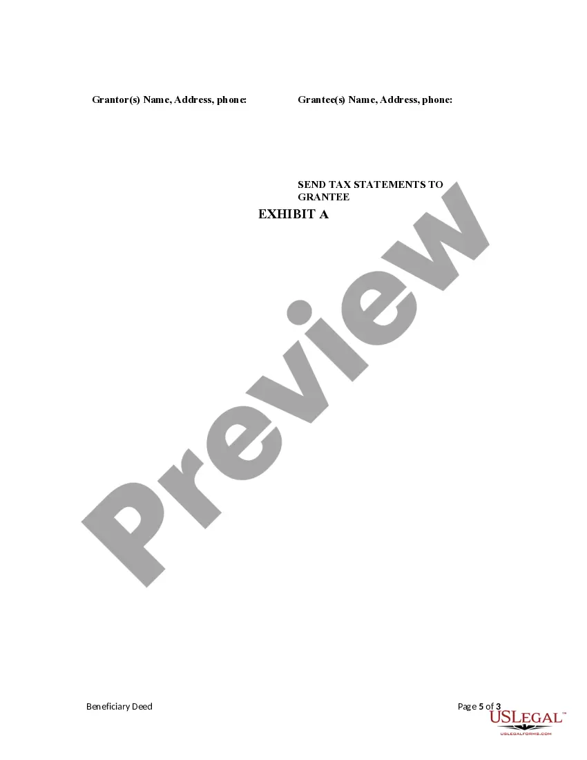 Preview Transfer on Death Deed or TOD - Beneficiary Deed for One Individual to Four Individuals