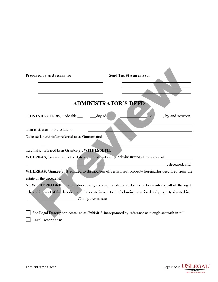 Preview Administrator's Deed Distributing Real Property to Beneficiaries of Estate