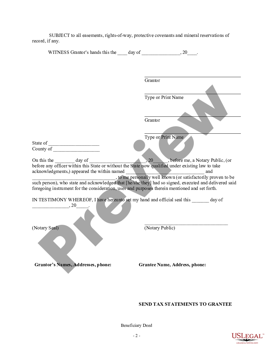 Arkansas Transfer On Death Deed Or Tod Printable Beneficiary Deed Arkansas Us Legal Forms 3990