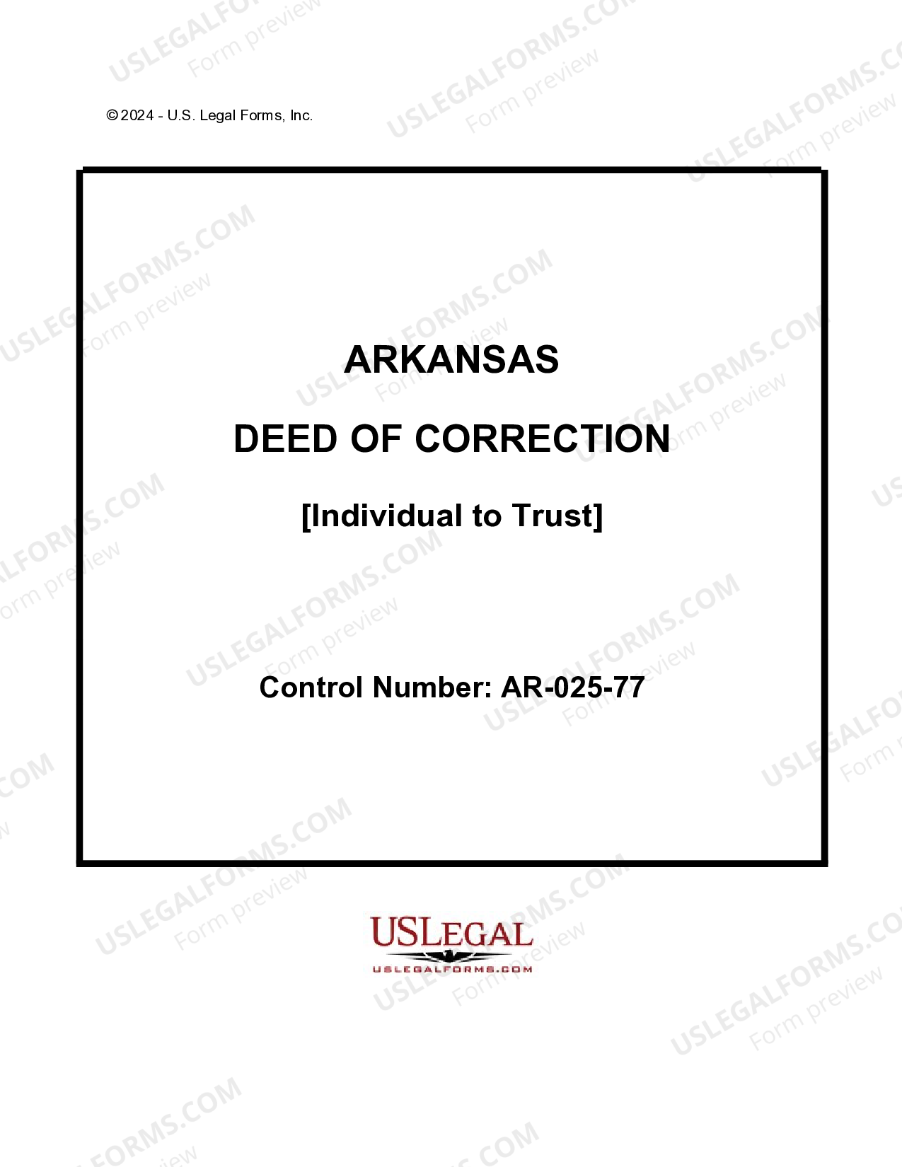 Arkansas Deed of Correction Individual to Trust Corrective Warranty