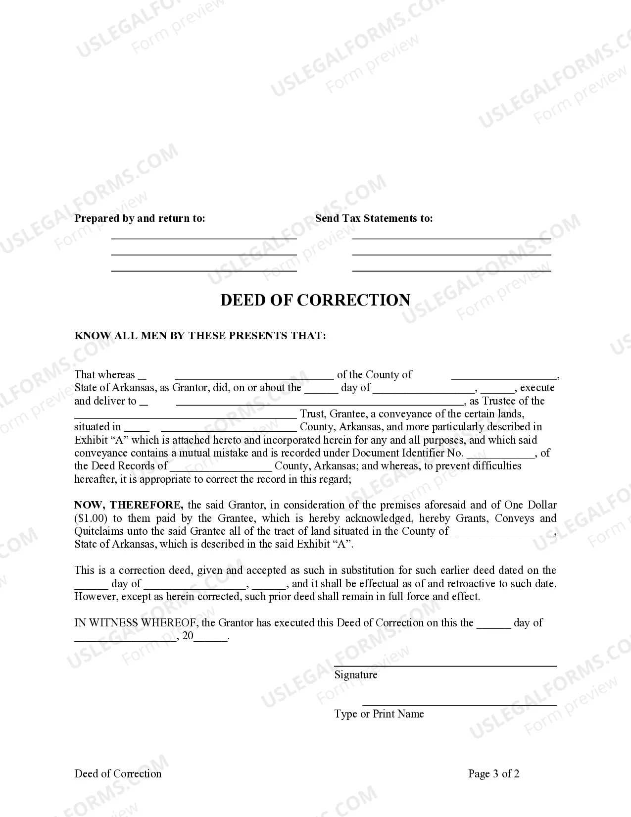 Preview Deed of Correction - Individual to Trust