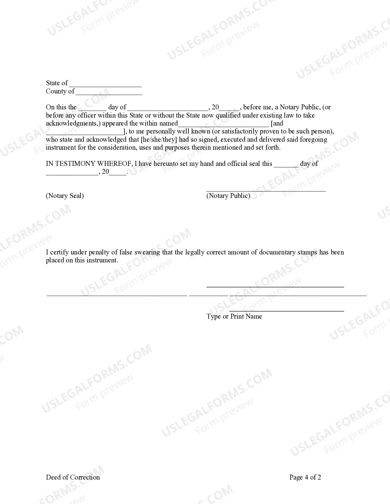 Preview Deed of Correction - Individual to Trust