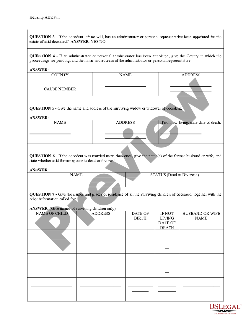 Arkansas Heirship Affidavit Descent Affidavit Of Heirship Arkansas Us Legal Forms 1293