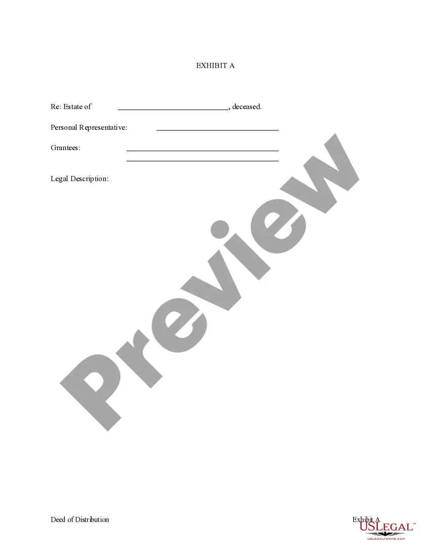 Preview Deed of Distribution from Personal Representative to two Individuals