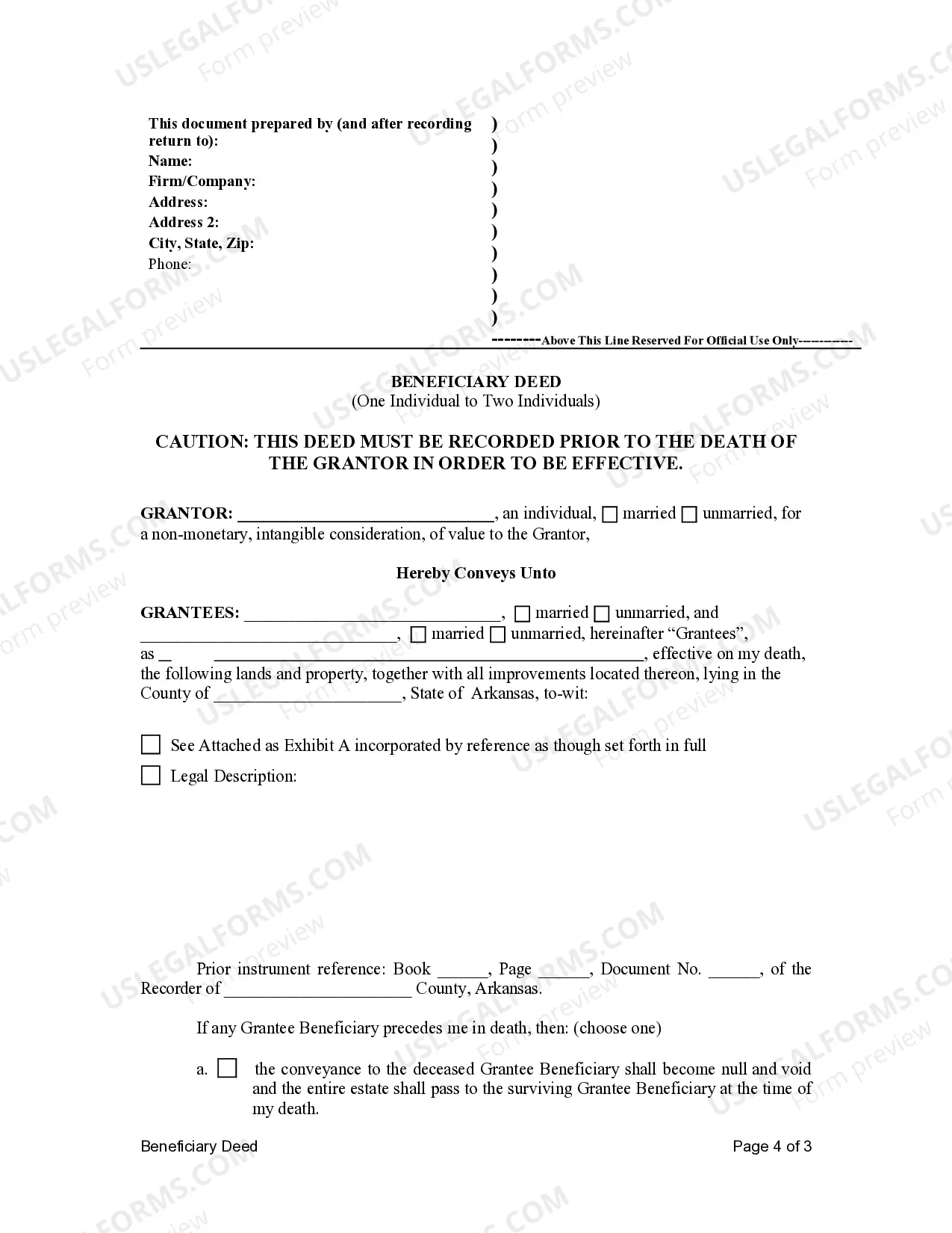 Preview Transfer on Death Deed or TOD - Beneficiary Deed for One Individual to Two Individuals