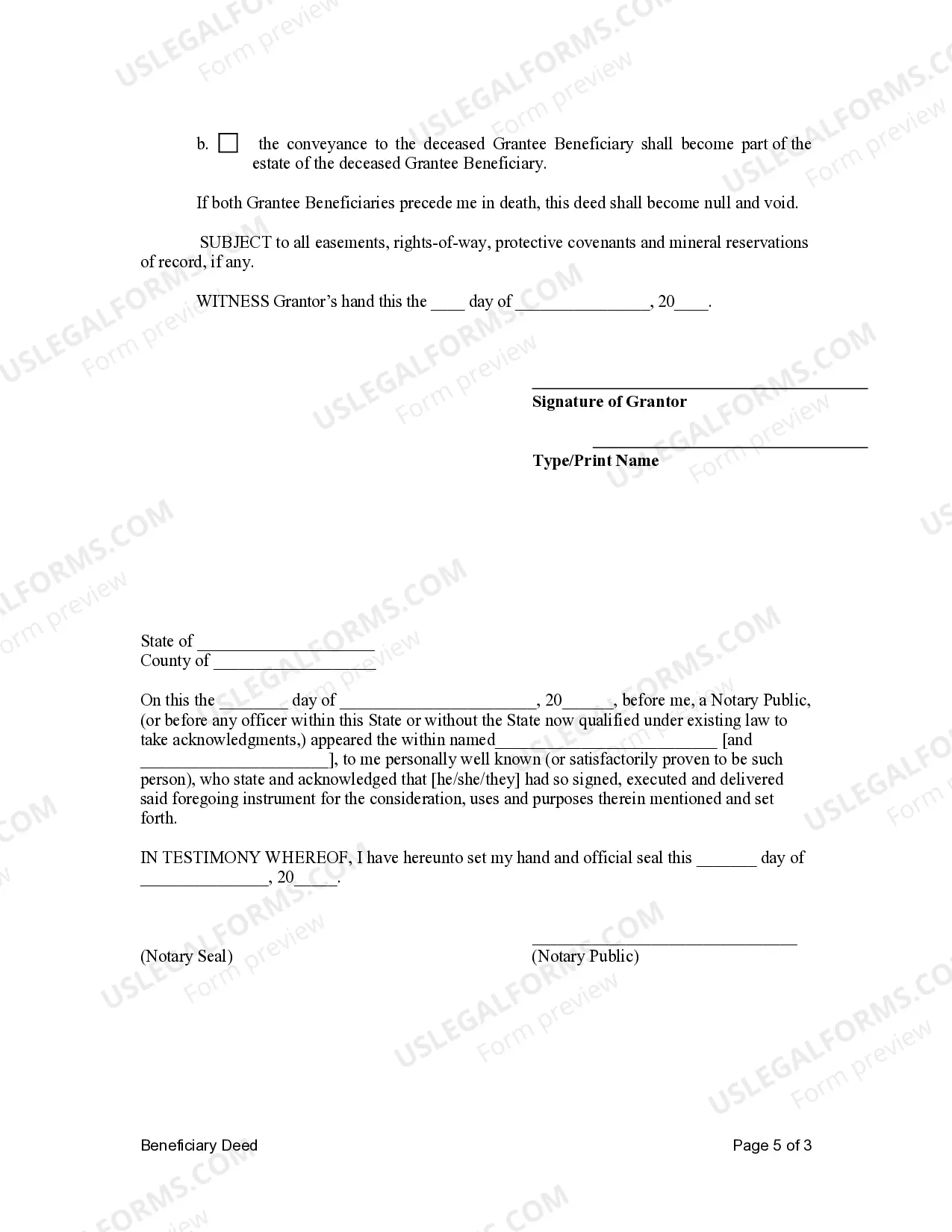 Preview Transfer on Death Deed or TOD - Beneficiary Deed for One Individual to Two Individuals