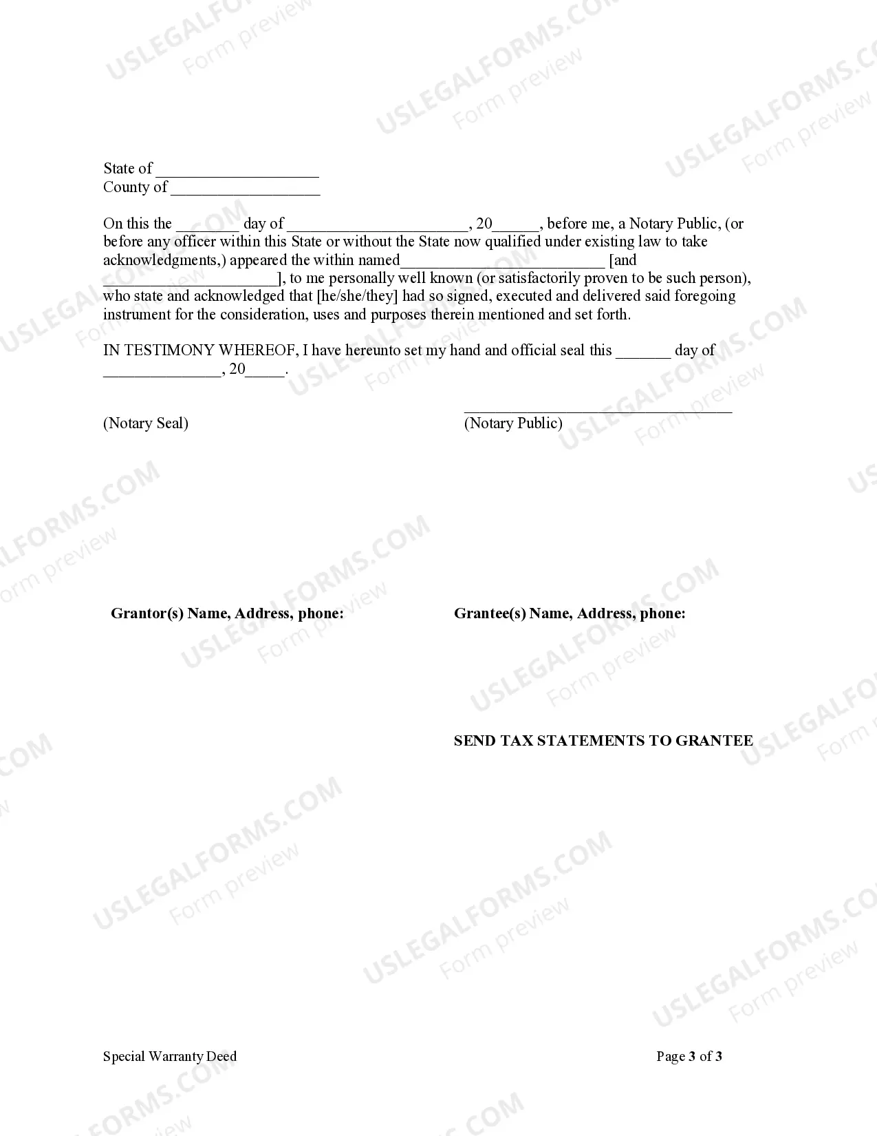 Preview Special Warranty Deed from Husband and Wife to a Trust