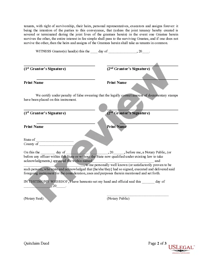Preview Quitclaim Deed by Two Individuals to Husband and Wife
