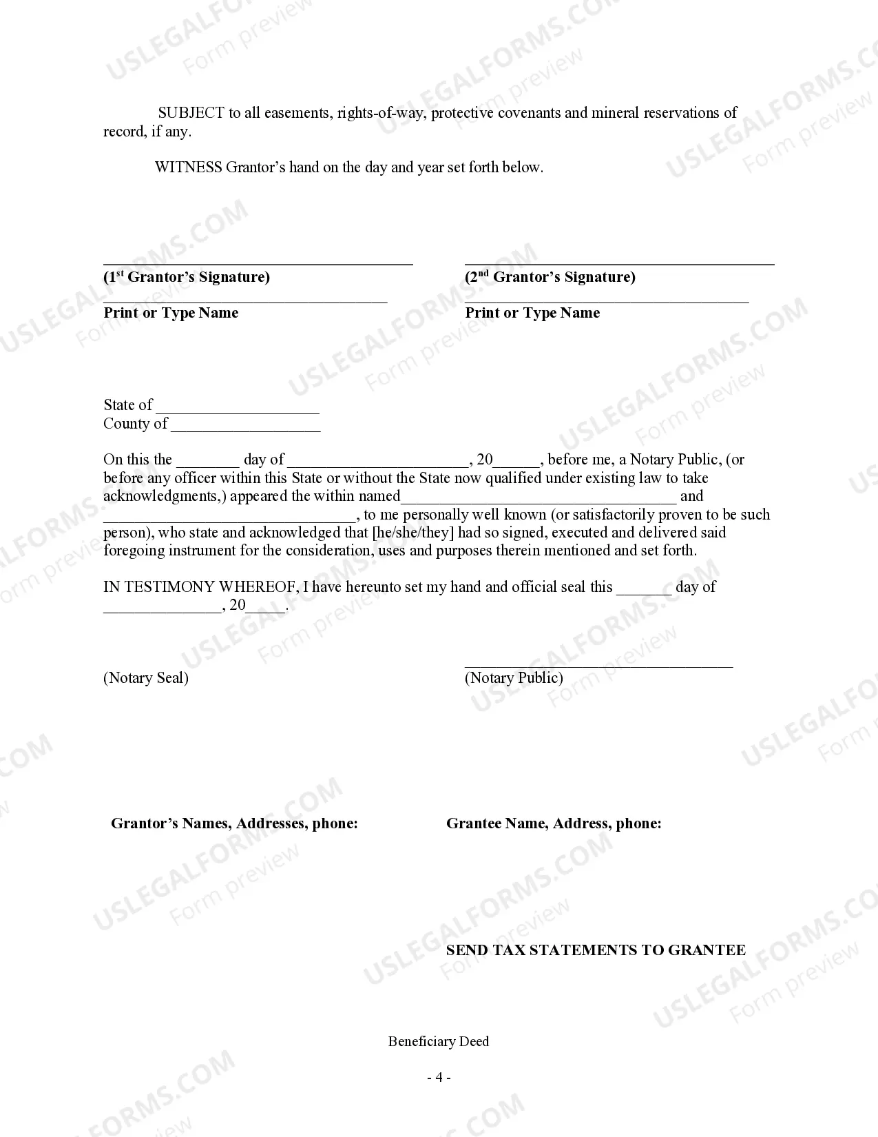 Preview Transfer on Death Deed or TOD - Beneficiary Deed for Husband and Wife to a Trust