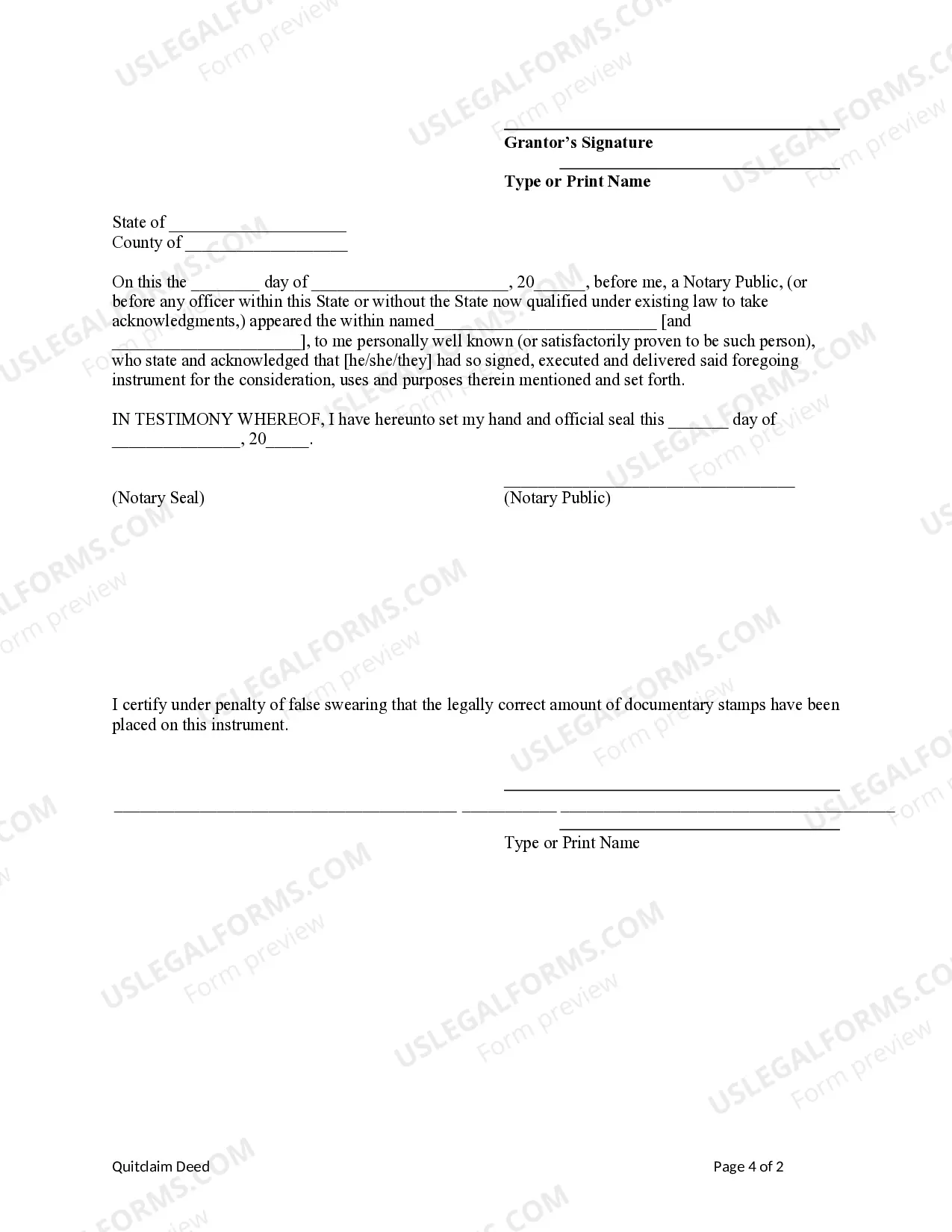 Preview Quitclaim Deed from an Individual to a Trust