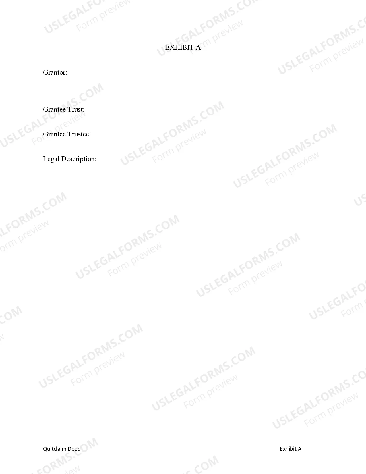 Preview Quitclaim Deed from an Individual to a Trust