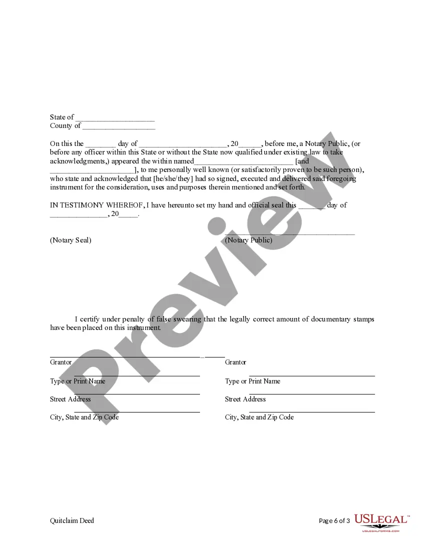 Preview Quitclaim Deed from Two Individuals to a Husband, a Wife and an Individual