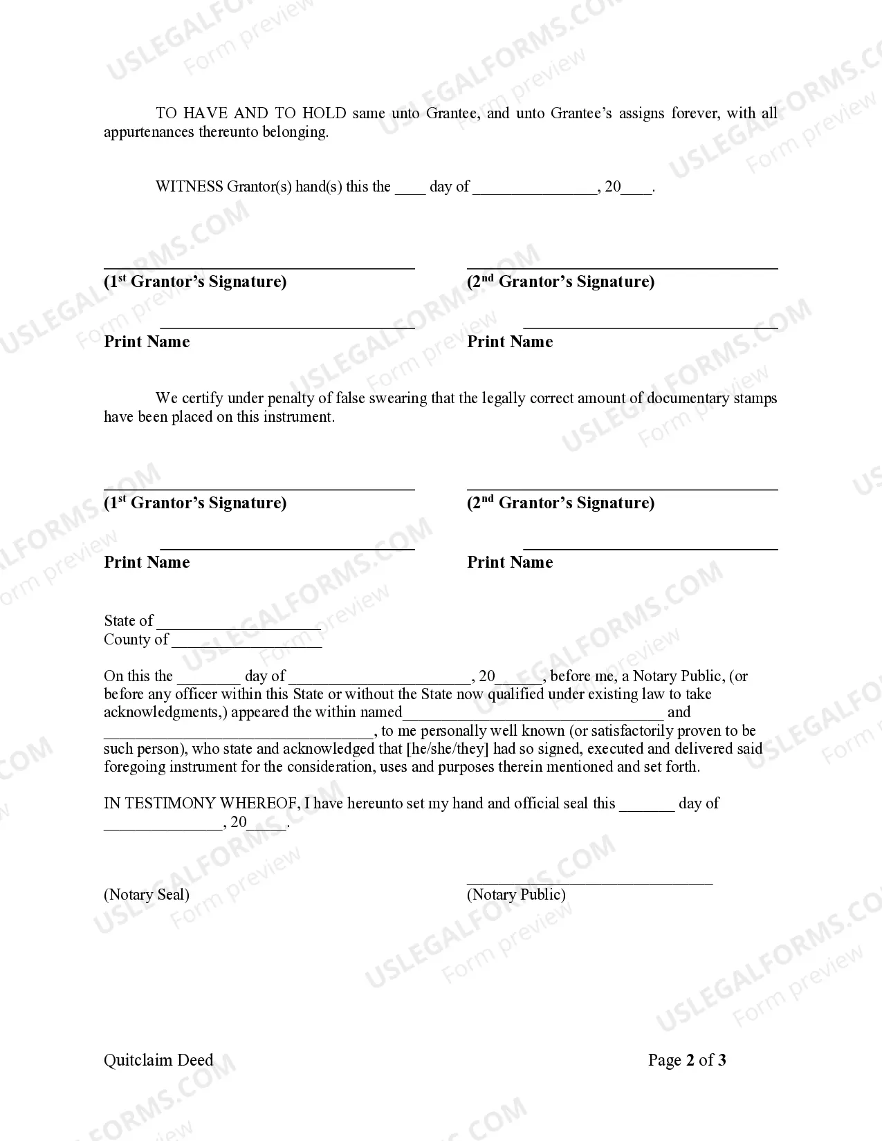 Preview Quitclaim Deed by Two Individuals to Corporation