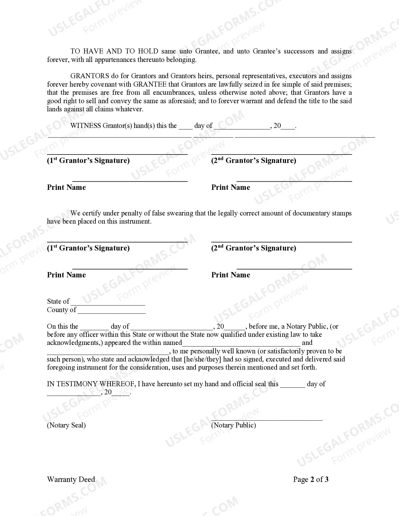 Preview Warranty Deed from two Individuals to Corporation