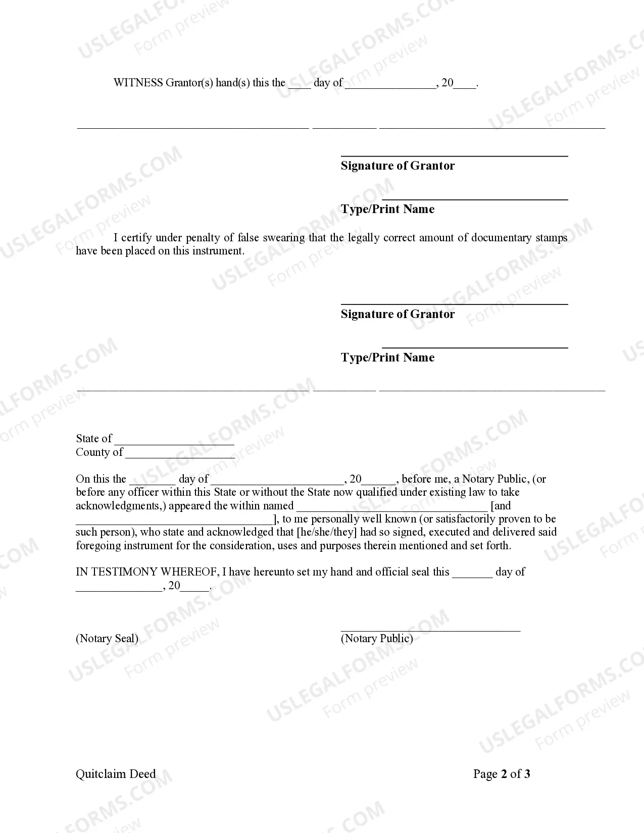 Preview Quitclaim Deed from Individual to Corporation