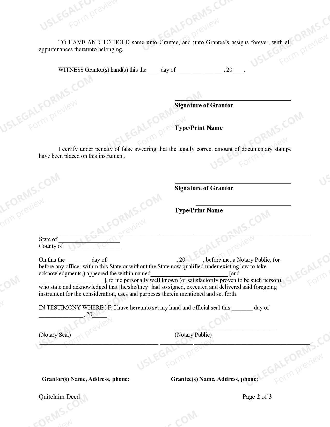 Preview Quitclaim Deed from Individual to LLC