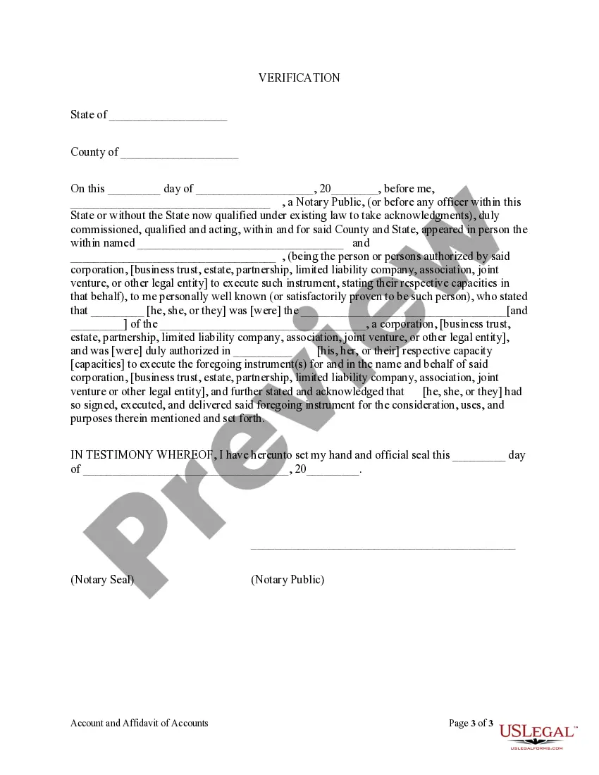 Preview Account and Affidavit of Accounts Claiming Materialman or Labor Lien for Architect by Corporation