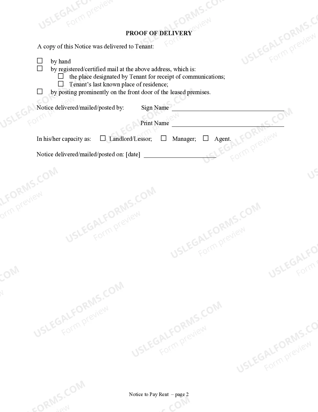 Preview 10 Days Notice to Pay Rent or Lease Terminates for Nonresidential or Commercial Property