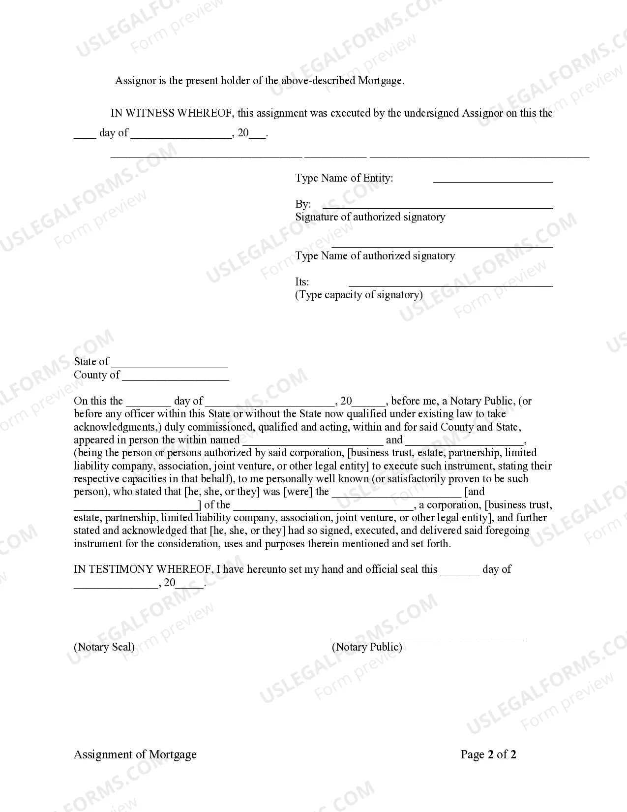 Preview Assignment of Mortgage by Corporate Mortgage Holder