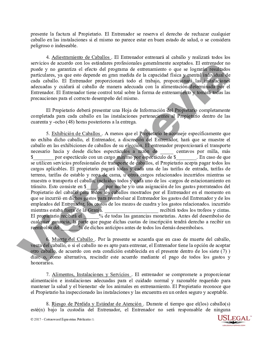 Preview Contrato de Entrenamiento - Caballo Equino Formas