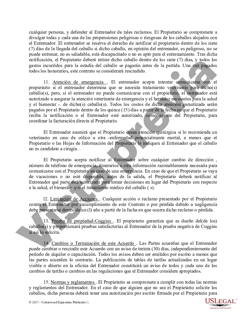Preview Contrato de Entrenamiento - Caballo Equino Formas