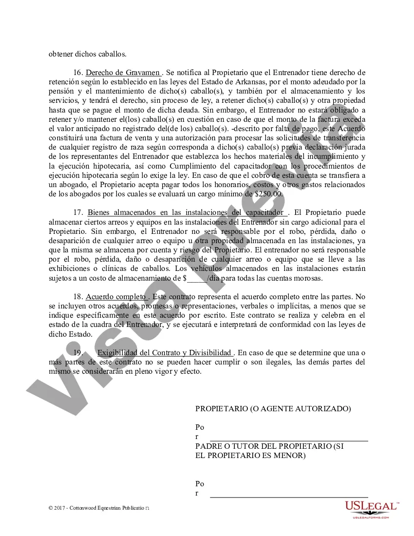 Preview Contrato de Entrenamiento - Caballo Equino Formas