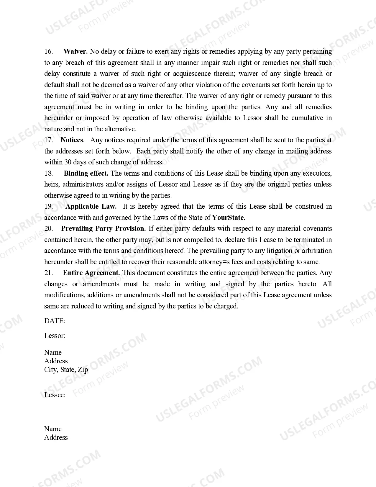 Preview Performance Horse Lease Agreement