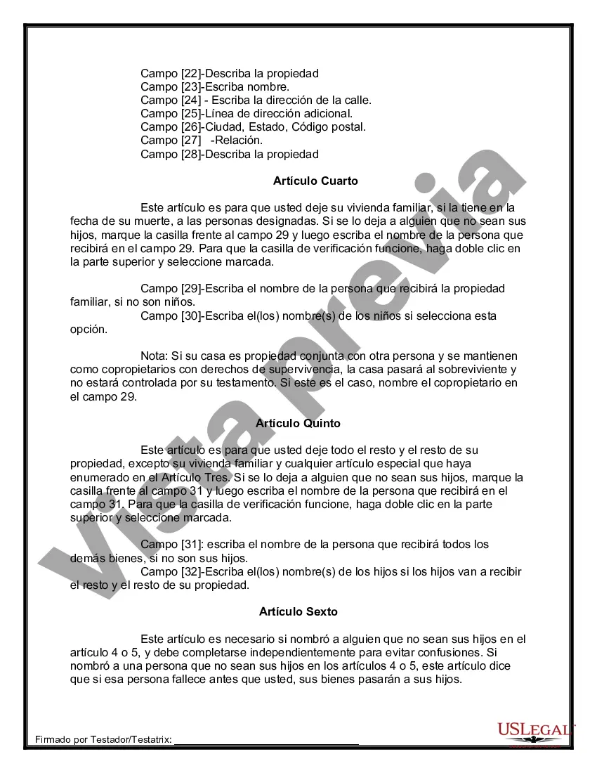 Preview Paquete de Testamentos Mutuos de Últimas Voluntades y Testamentos para Personas Solteras que conviven con Hijos Adultos