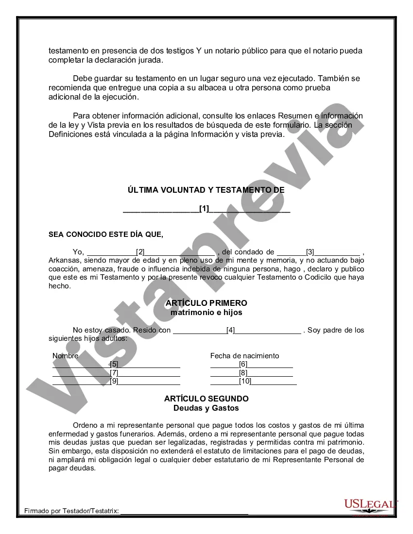 Preview Paquete de Testamentos Mutuos de Últimas Voluntades y Testamentos para Personas Solteras que conviven con Hijos Adultos