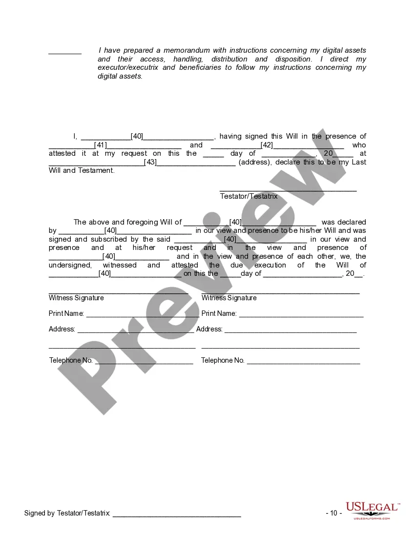 Preview Mutual Wills Package of Last Wills and Testaments for Man and Woman living together not Married with Adult Children