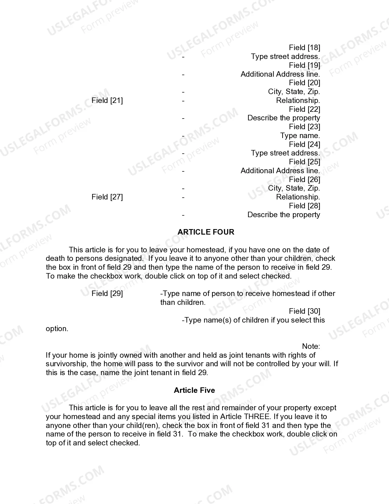 Preview Mutual Wills or Last Will and Testaments for Man and Woman living together, not Married with Minor Children