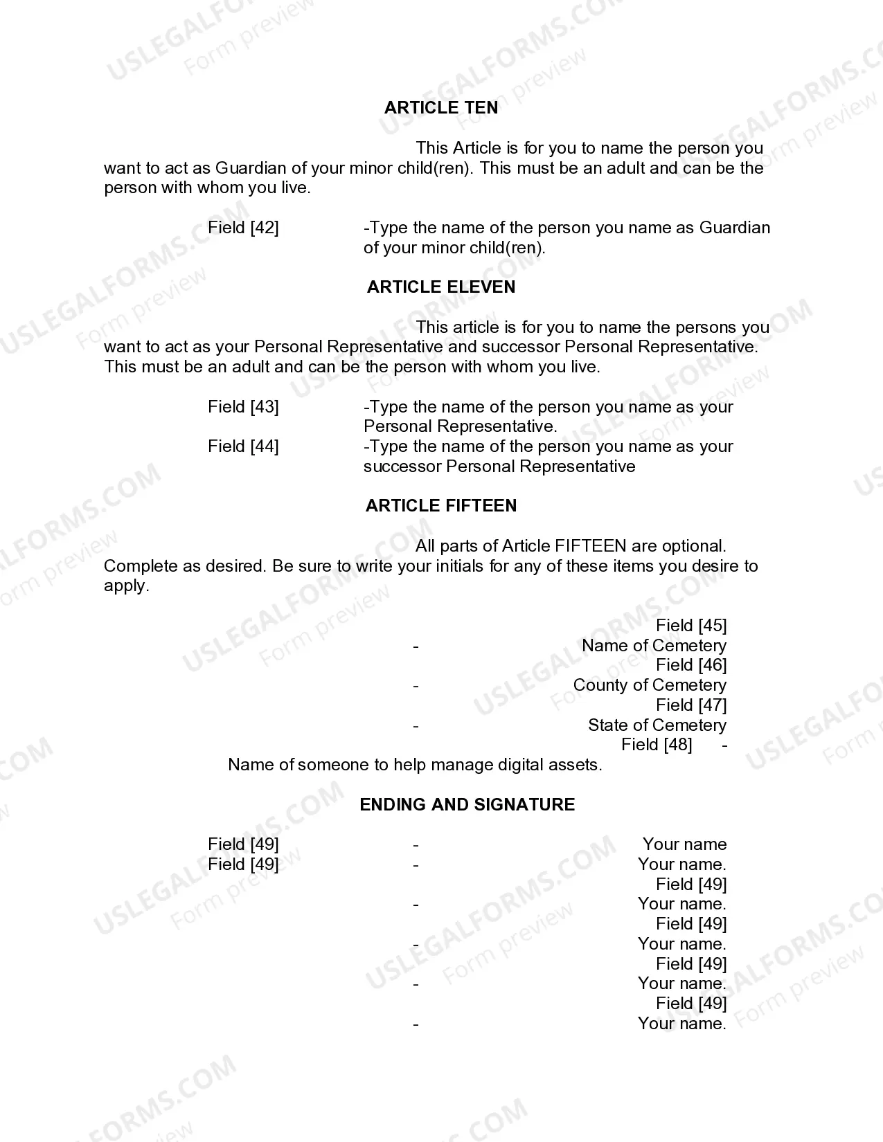 Preview Mutual Wills or Last Will and Testaments for Man and Woman living together, not Married with Minor Children