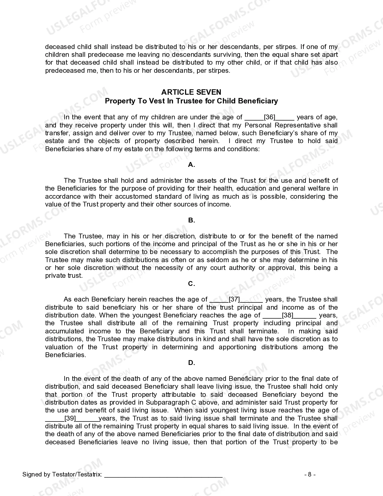 Preview Mutual Wills or Last Will and Testaments for Man and Woman living together, not Married with Minor Children