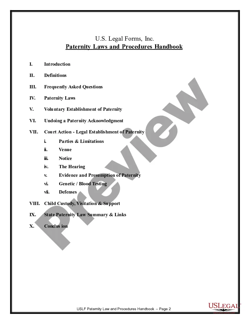 Preview Paternity Law and Procedure Handbook
