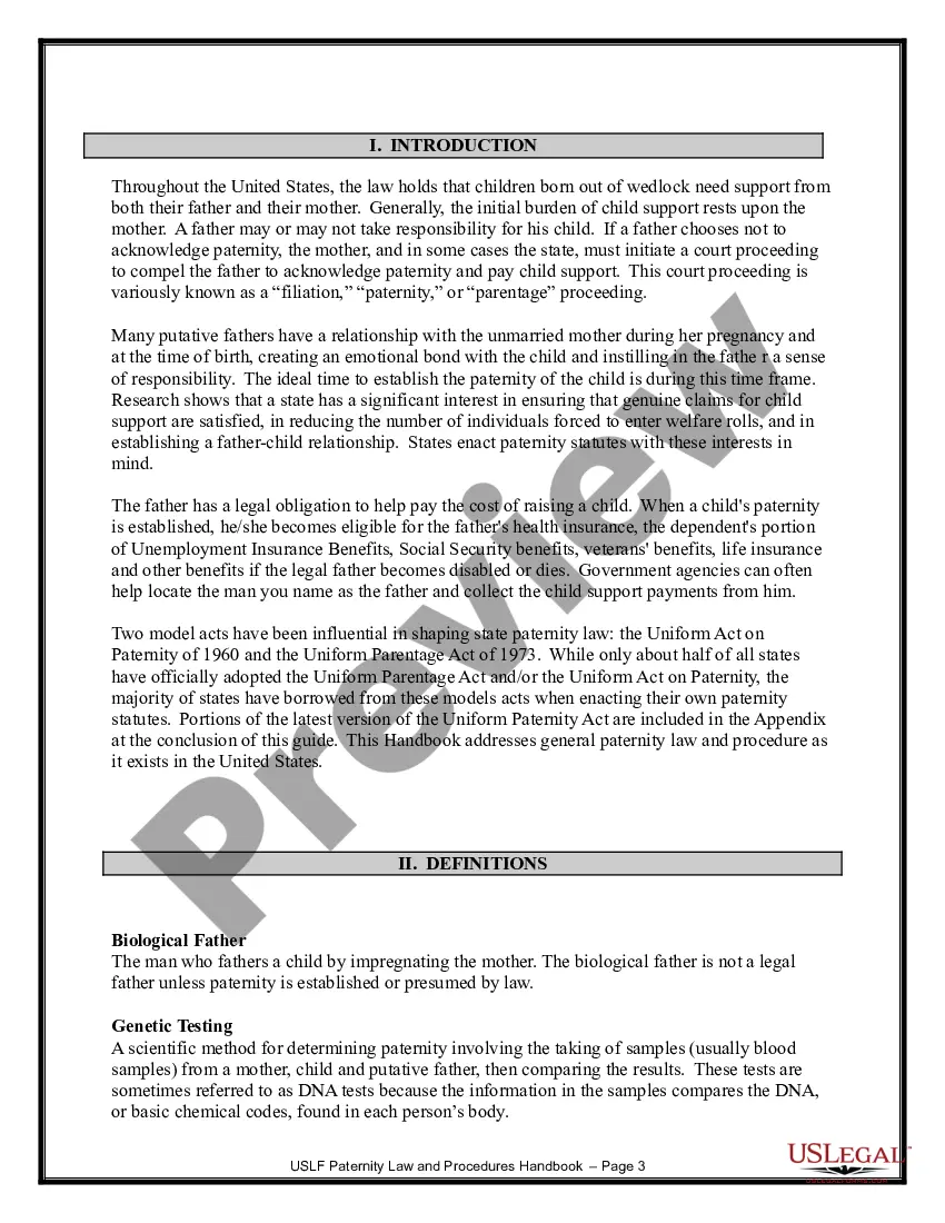 Preview Paternity Law and Procedure Handbook