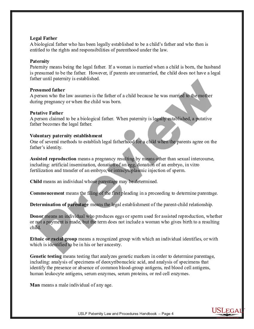 Preview Paternity Law and Procedure Handbook