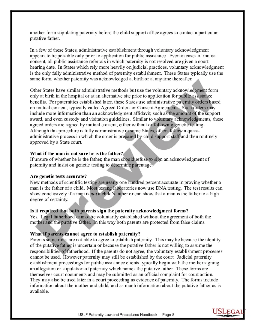 Preview Paternity Law and Procedure Handbook