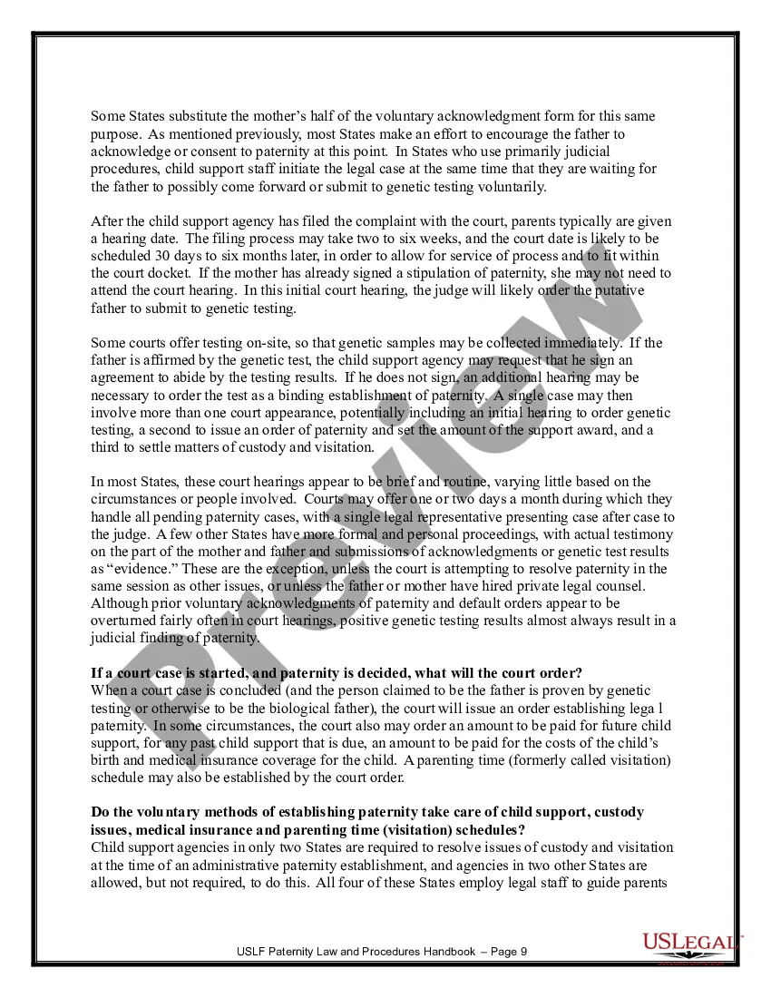 Preview Paternity Law and Procedure Handbook