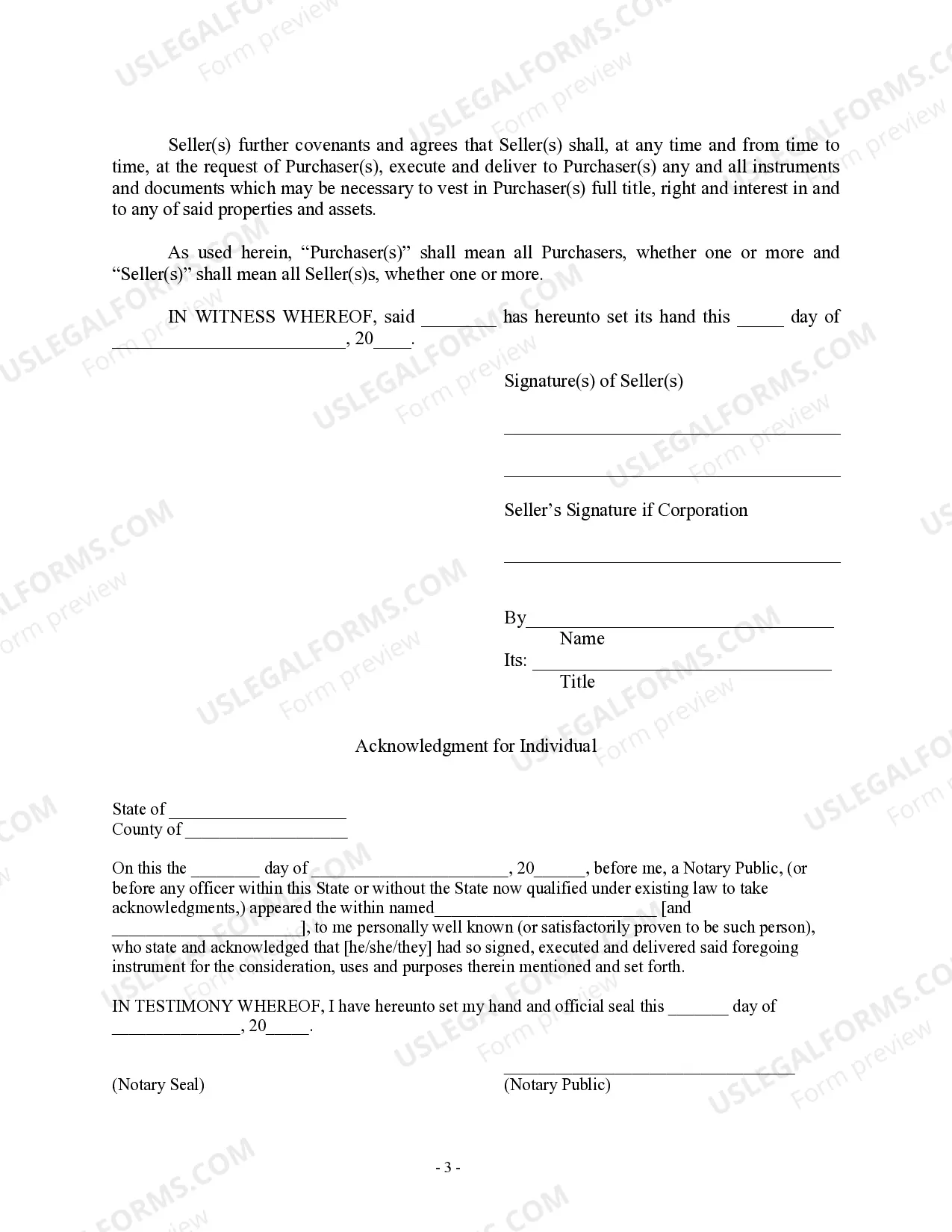 Preview Bill of Sale in Connection with Sale of Business by Individual or Corporate Seller