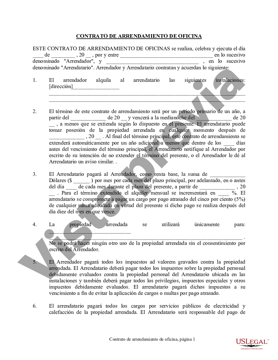 Arkansas Contrato de arrendamiento de oficina | US Legal Forms