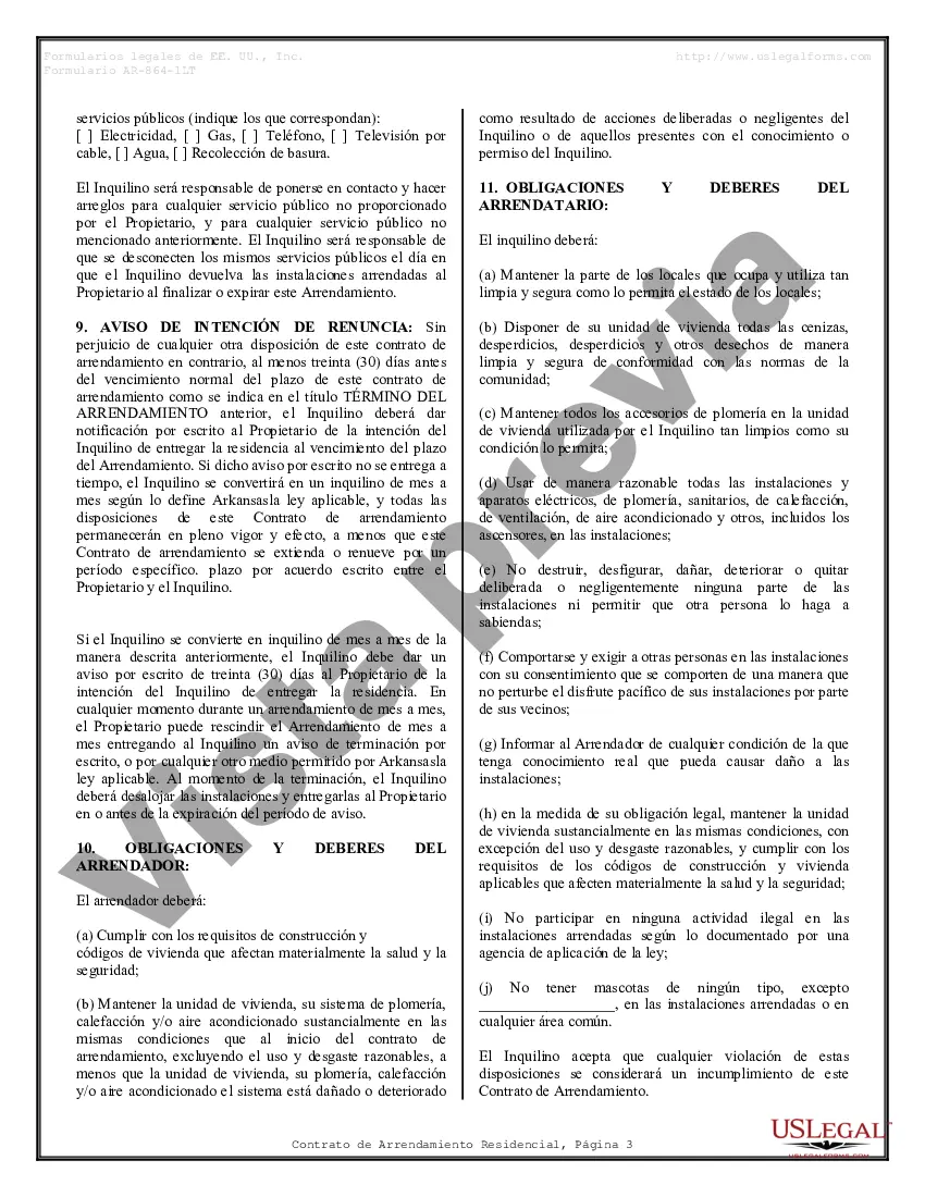 Preview Arrendamiento residencial o contrato de alquiler de mes a mes